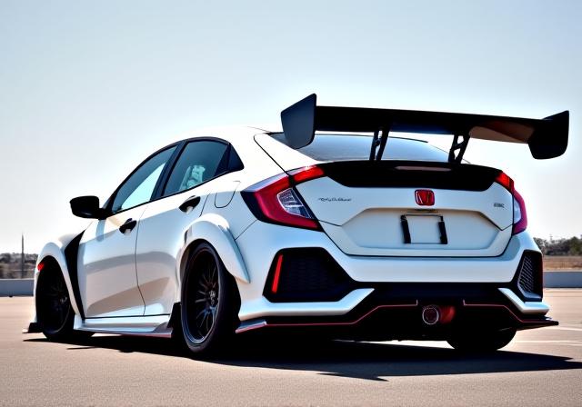 Auto compatta preparata per la pista con spoiler grande